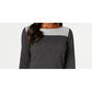 Karen Scott Suéter Feminino de Algodão Color Block Cinza Tamanho P