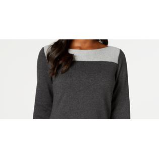 Karen Scott Suéter Feminino de Algodão Color Block Cinza Tamanho P
