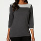 Karen Scott Suéter Feminino de Algodão Color Block Cinza Tamanho P