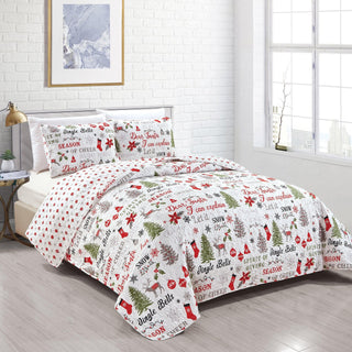 Holiday 3 Piece Quilt Set - Carol Collection