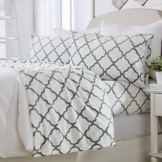 4-Piece Printed Plush Sheet - Velvet Luxe Lattice Collection