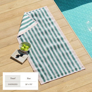 Oversized Striped Border Cabana Beach Towel - Santa Cruz