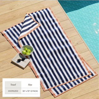Oversized Striped Border Cabana Beach Towel - Santa Cruz