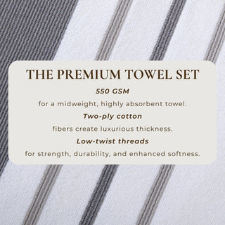 Decorative Cotton Stripe Bath Towel Set - Noelle Collection
