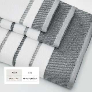 Decorative Cotton Stripe Bath Towel Set - Noelle Collection