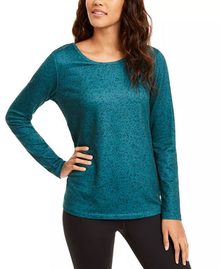 Ideology Women's Printed Cutout-Back Top Green Size Large