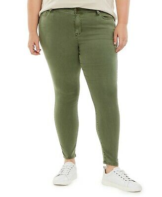 Calça jeans skinny plus size feminina rosa celebridade, verde escuro, tamanho 20W