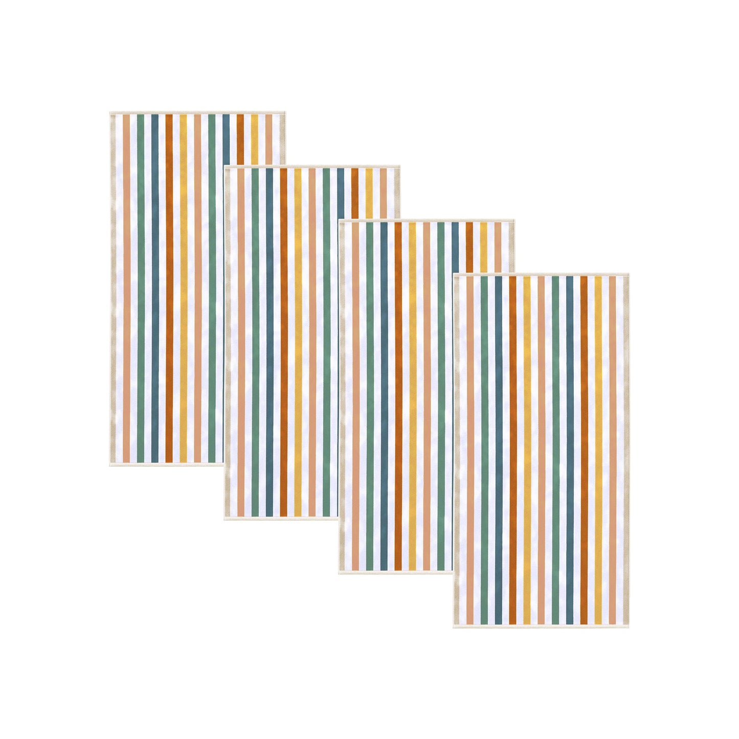 Oversized Striped Border Cabana Beach Towels - Santa Cruz
