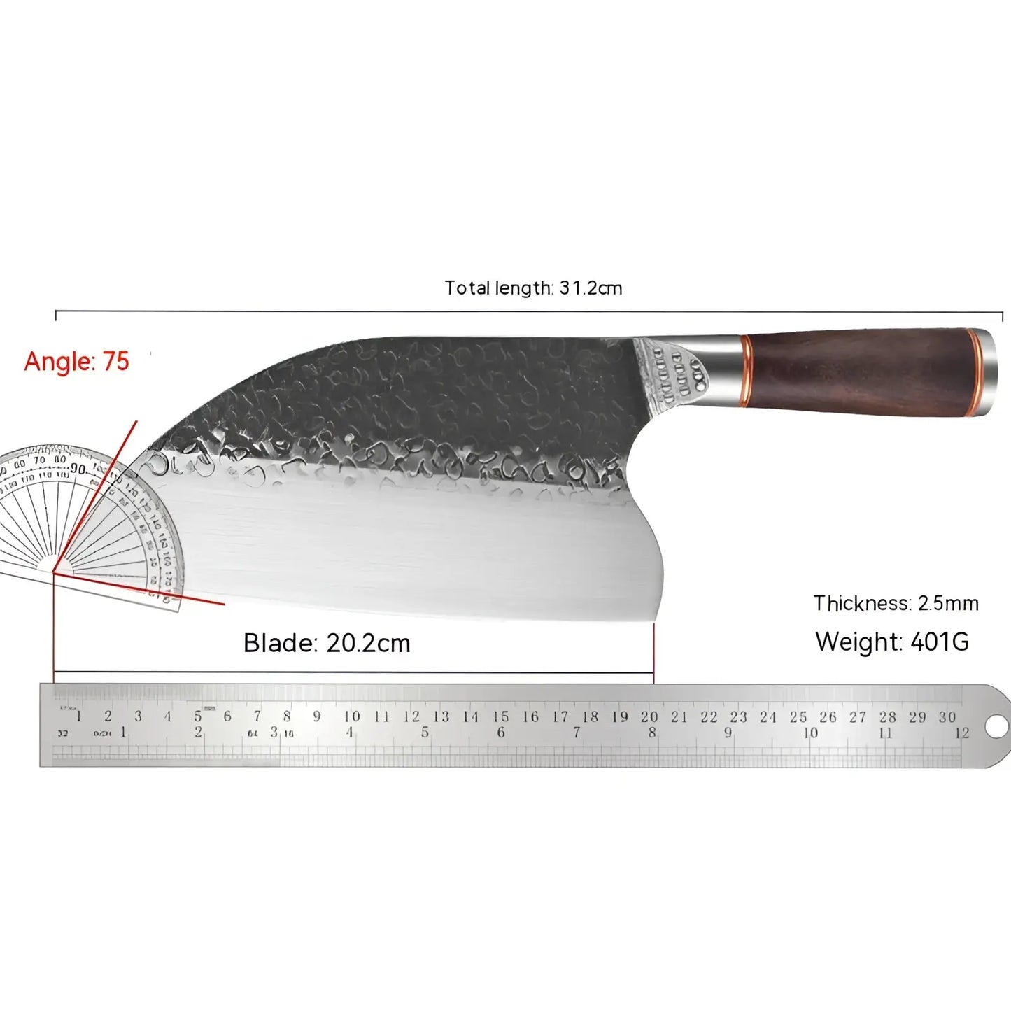 Hammered Stainless Steel Chef Knife Set 5 Piece