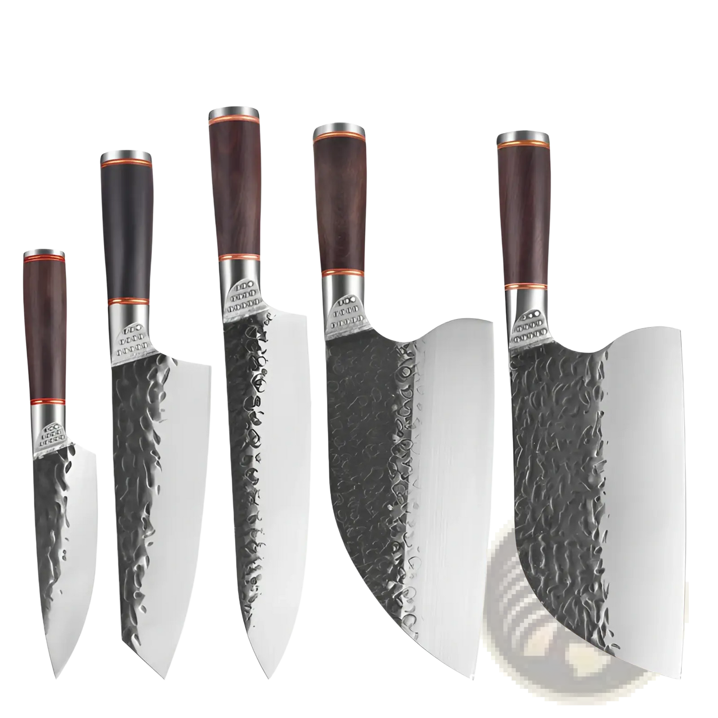 Hammered Stainless Steel Chef Knife Set 5 Piece
