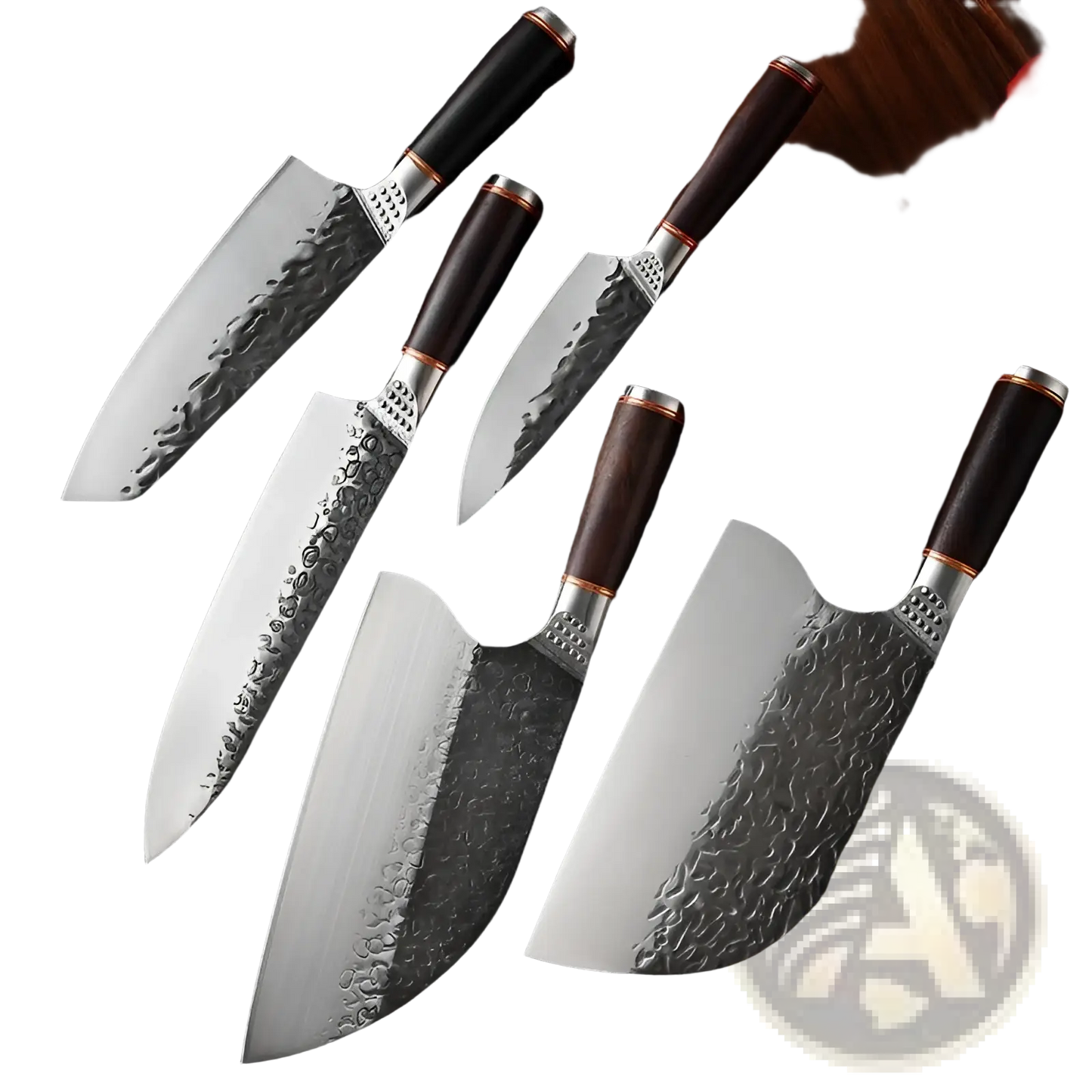 Hammered Stainless Steel Chef Knife Set 5 Piece
