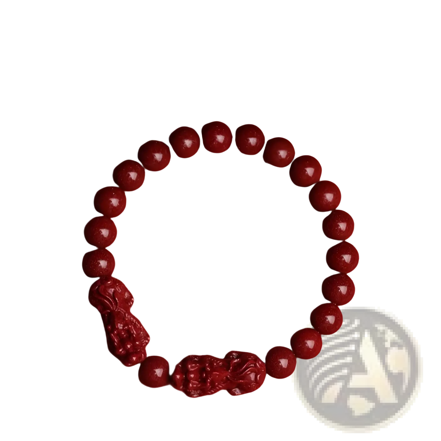 Hand Carved Purple Gold Cinnabar Double Pixiu Bracelet
