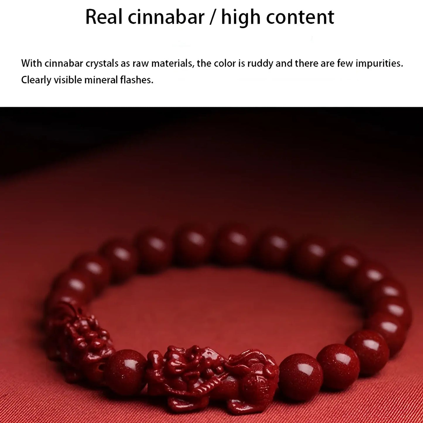 Hand Carved Purple Gold Cinnabar Double Pixiu Bracelet