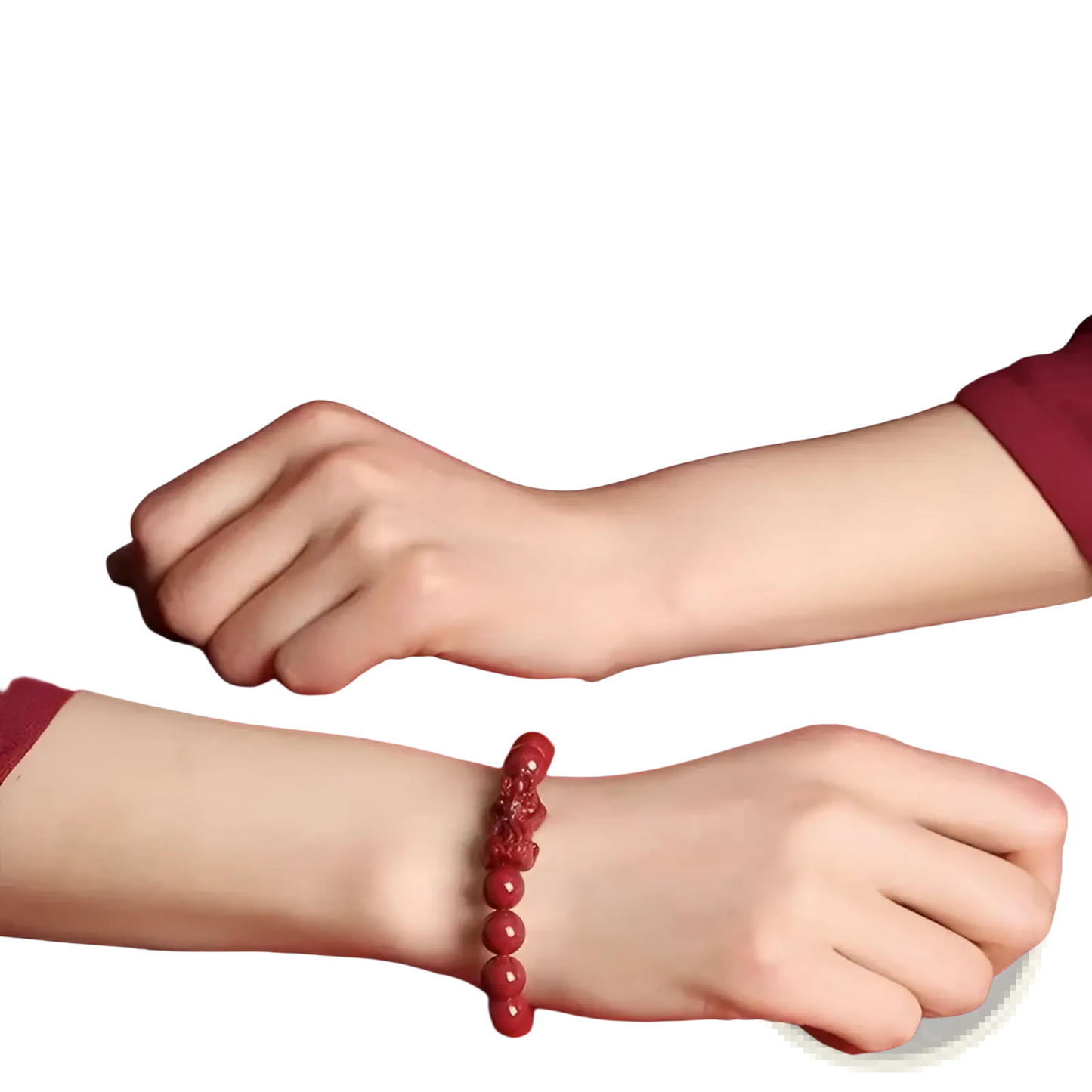 Hand Carved Purple Gold Cinnabar Double Pixiu Bracelet