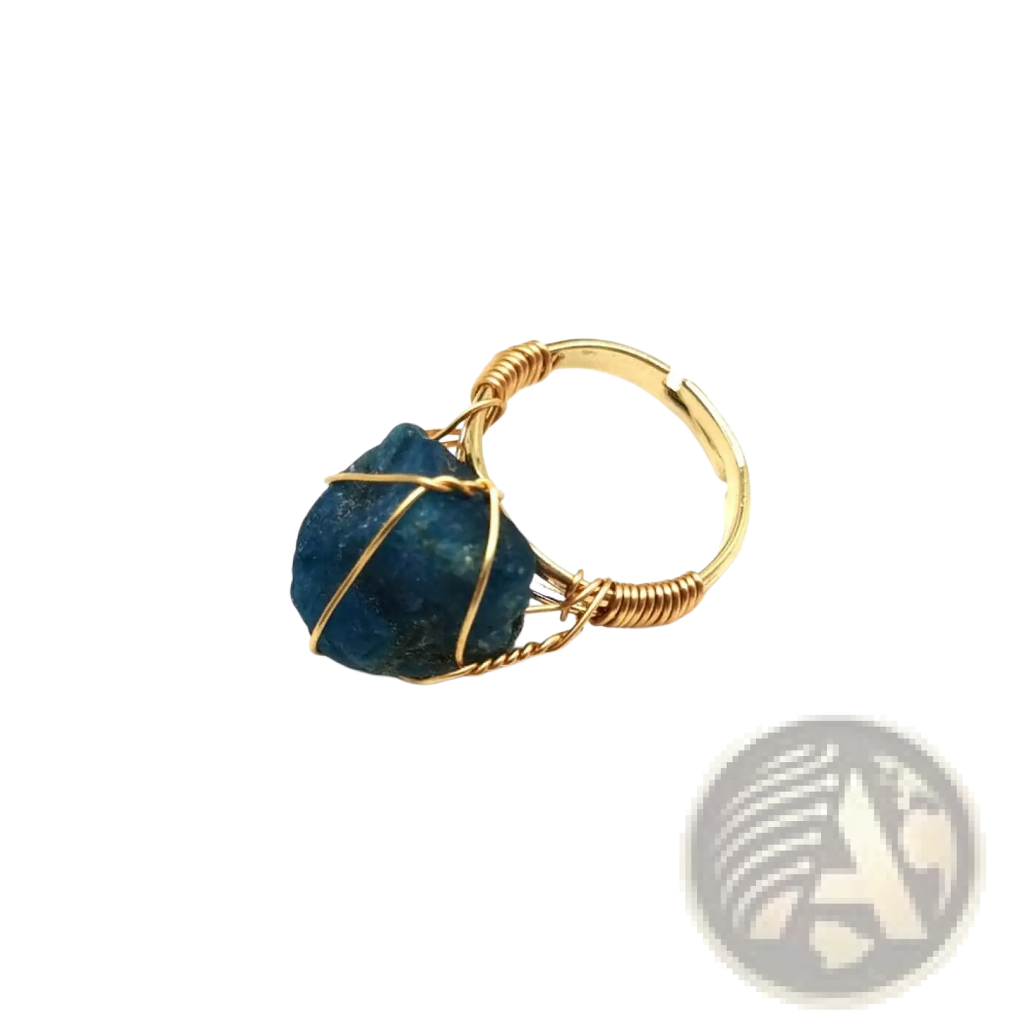 Handcrafted Raw Gemstone Gold Wire Wrapped Adjustable Ring