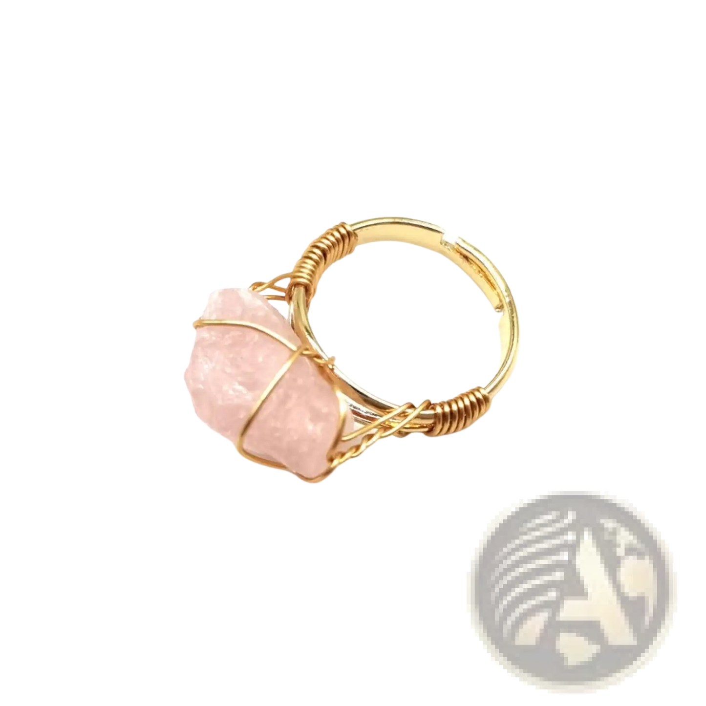 Handcrafted Raw Gemstone Gold Wire Wrapped Adjustable Ring
