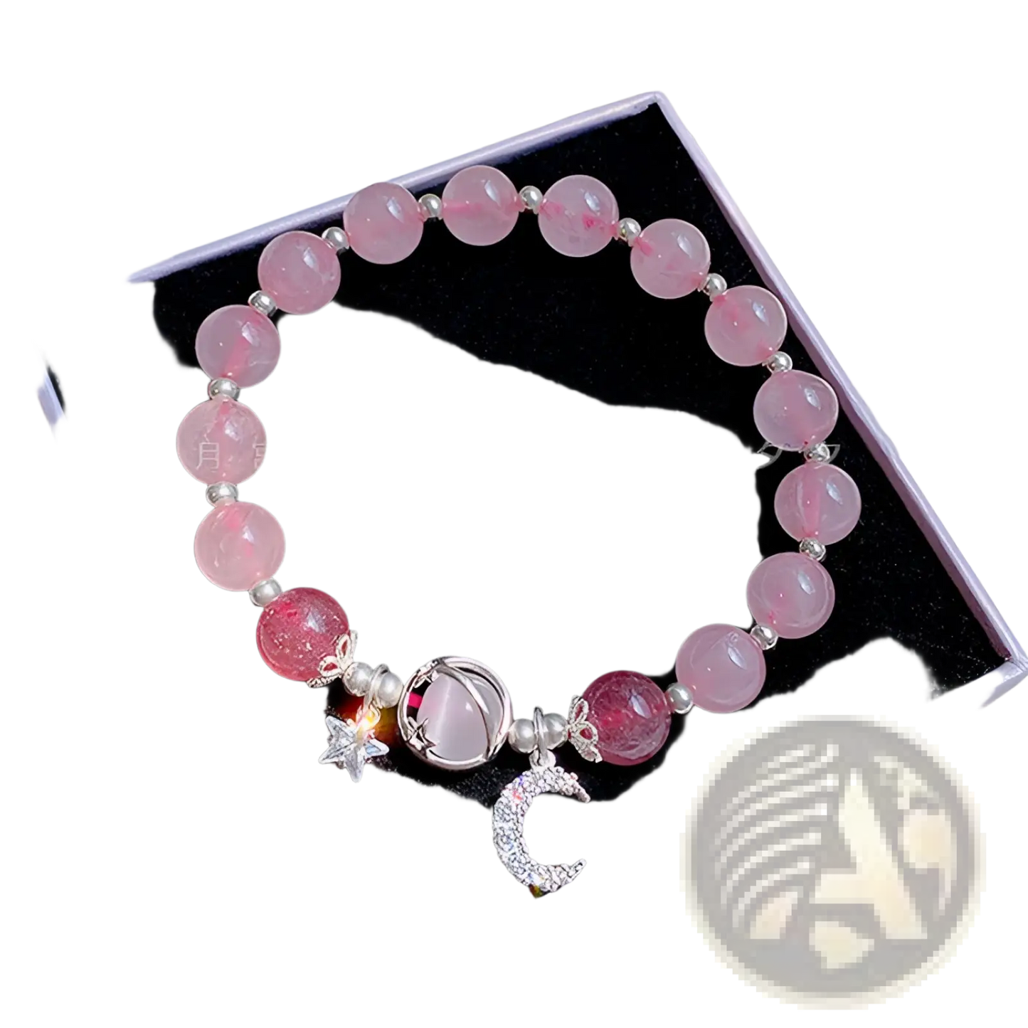 Handmade Celestial Moon and Star Crystal Bead Bracelet