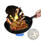 Handmade Iron Wok with Wooden Handle and Glass Lid