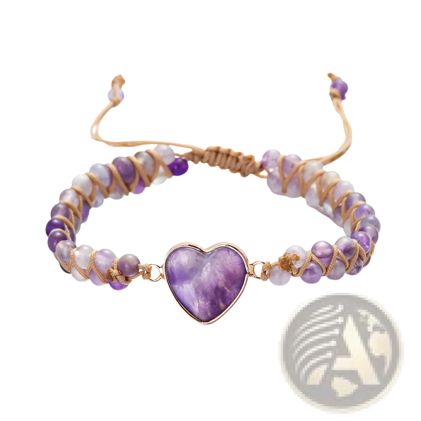 Handmade Woven Heart Stone Pendant Bracelet
