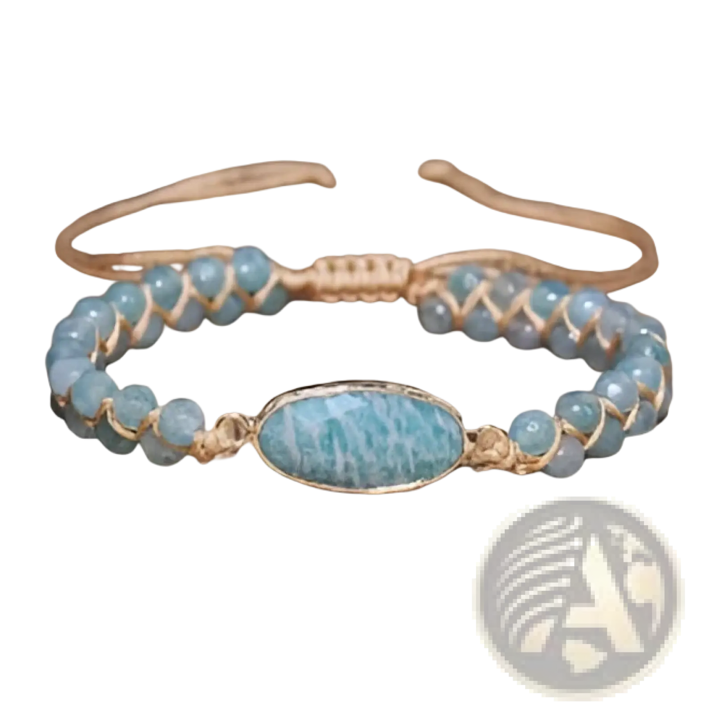 Handmade Woven Heart Stone Pendant Bracelet
