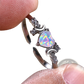 Heart Opal Crescent Moon Ring with Diamonds