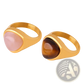 Heart Shaped Natural Stone Titanium Steel Signet Ring