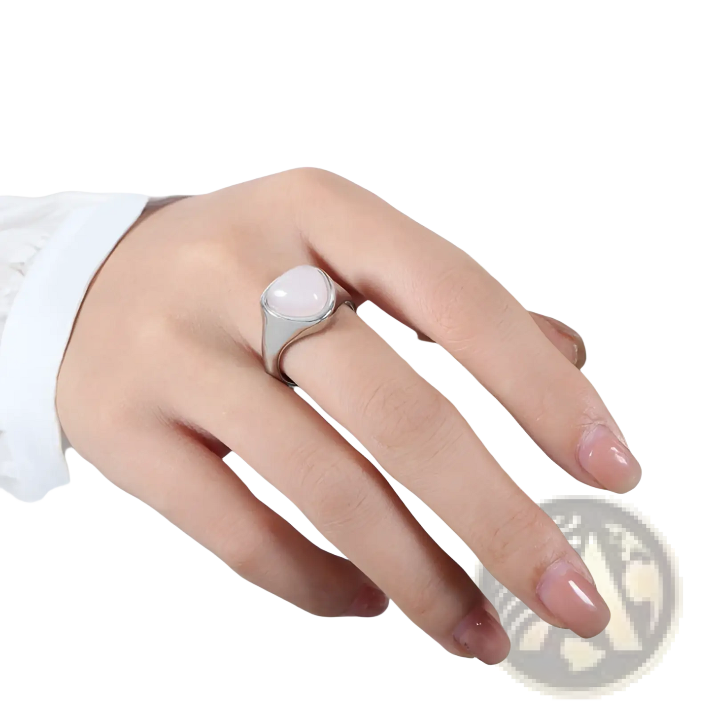Heart Shaped Natural Stone Titanium Steel Signet Ring