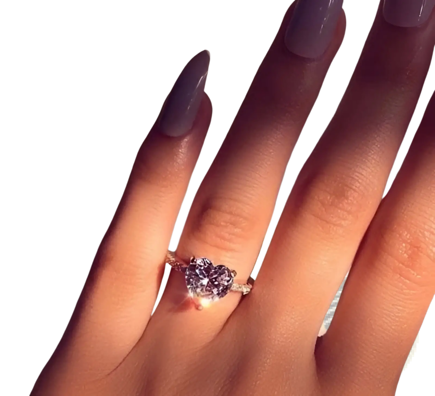 Heart Shaped Zircon Engagement Ring in White Gold Plating