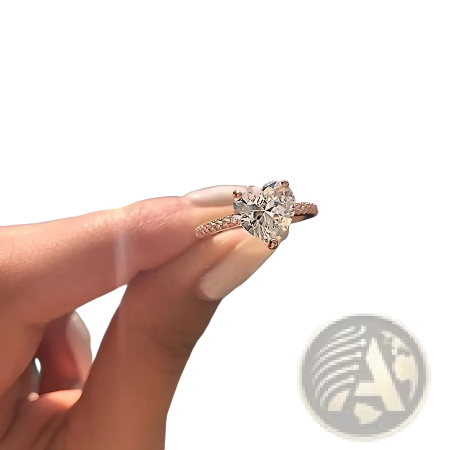 Heart Shaped Zircon Engagement Ring in White Gold Plating