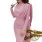 High Neck Structured Long Sleeve Maxi Dress