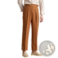 High Waist Cotton Linen Straight Leg Pleated Trousers