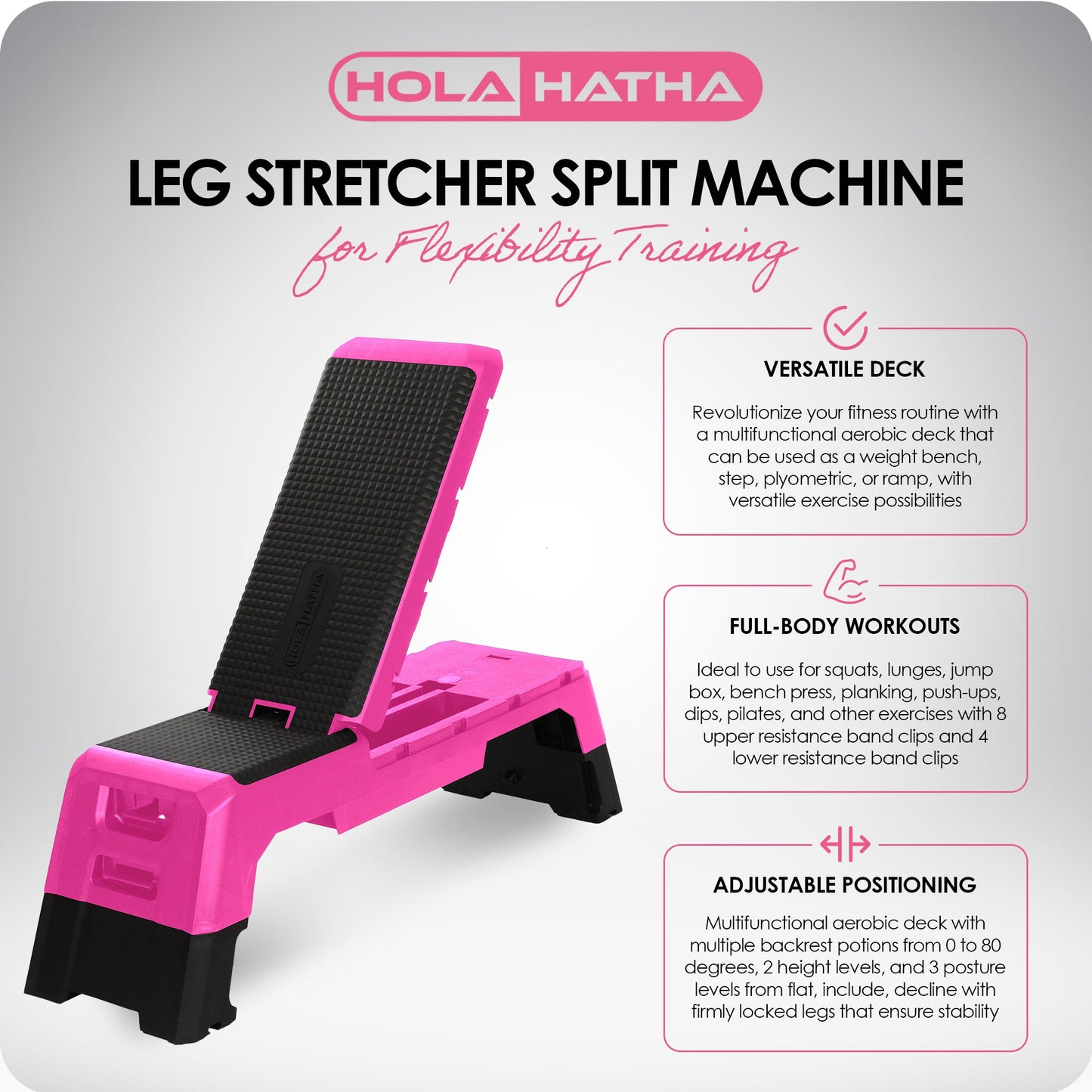 HolaHatha Deck Aeróbico Multifuncional Fitness com Compartimento de Armazenamento, Rosa