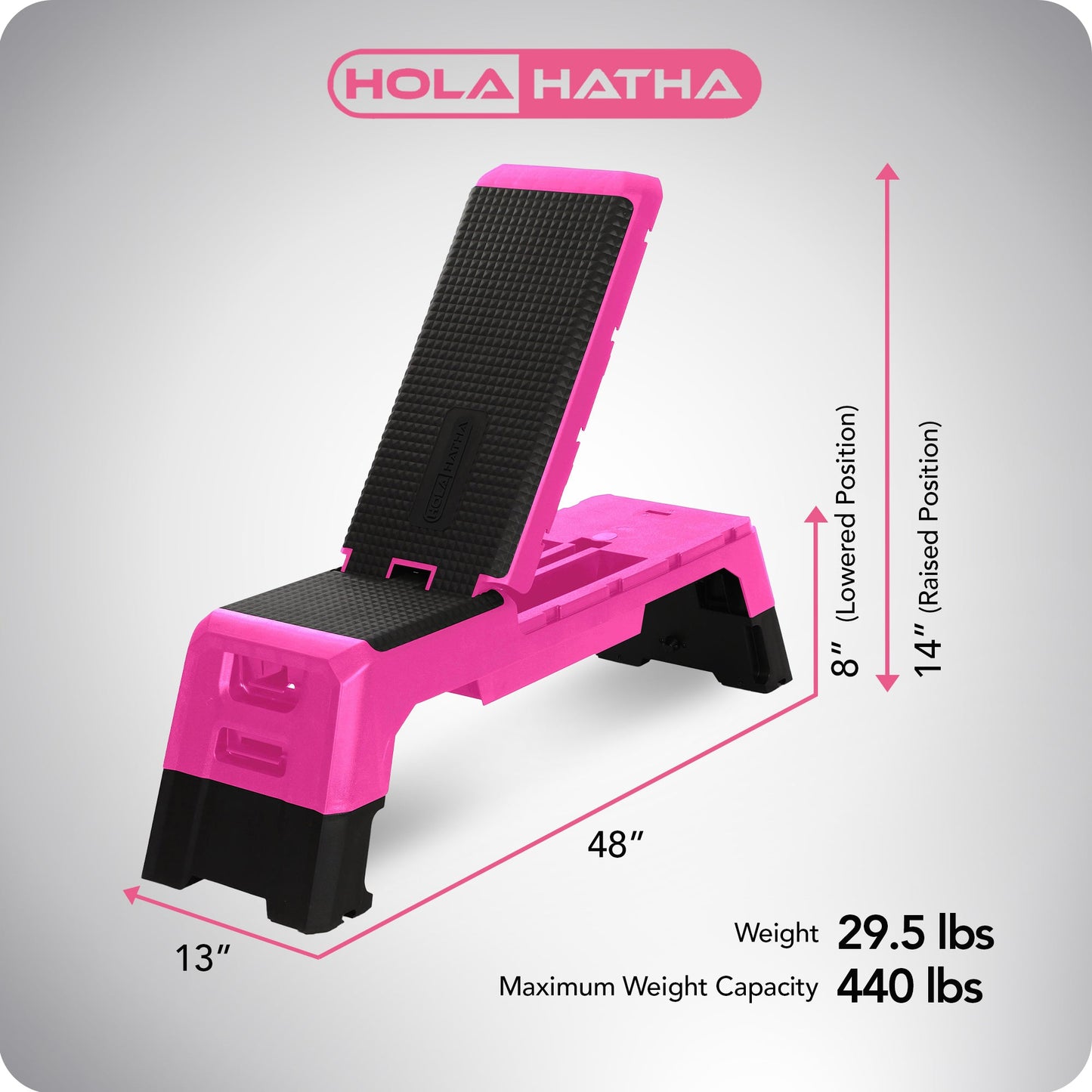 HolaHatha Deck Aeróbico Multifuncional Fitness com Compartimento de Armazenamento, Rosa