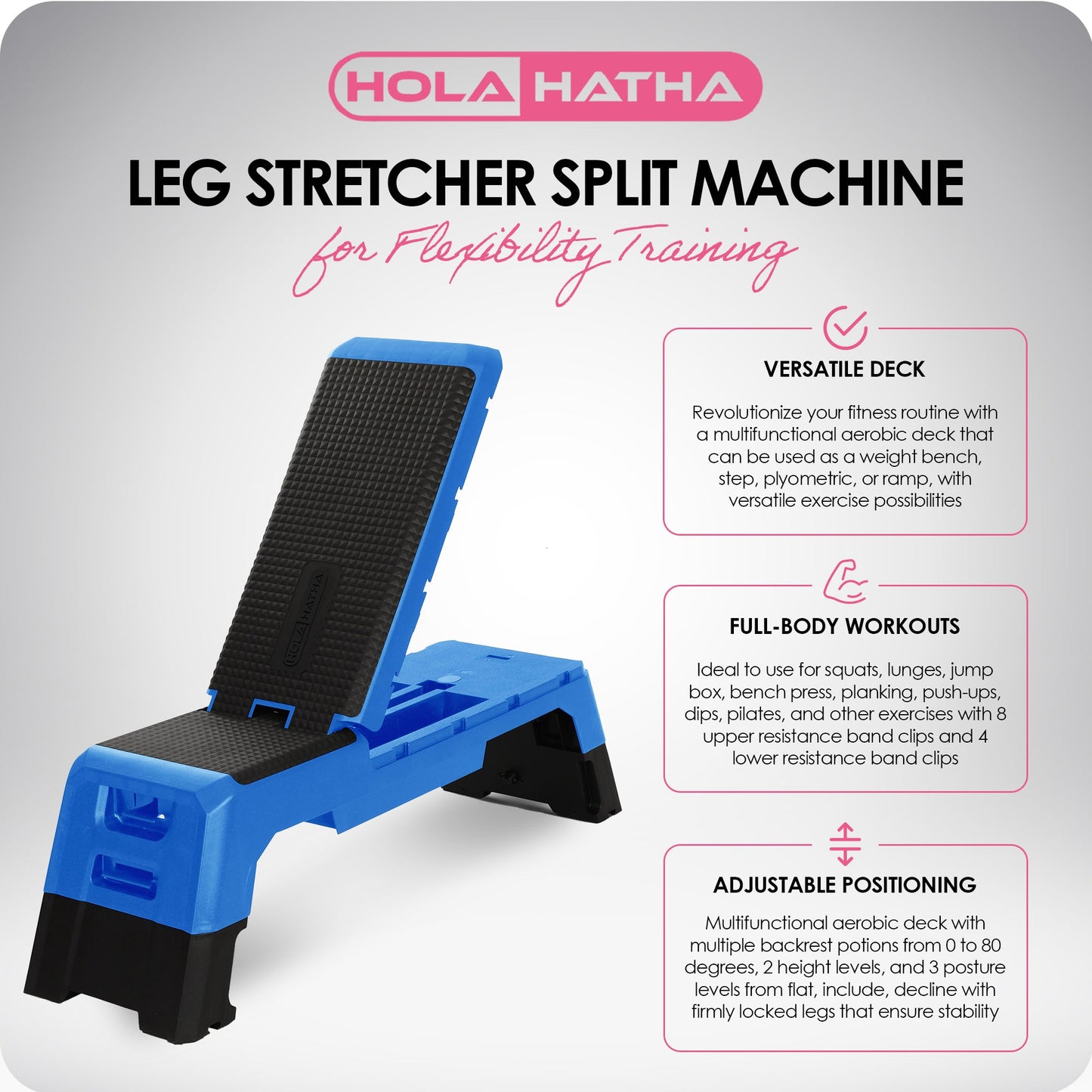 HolaHatha Deck Aeróbico Multifuncional Fitness com Compartimento de Armazenamento, Azul