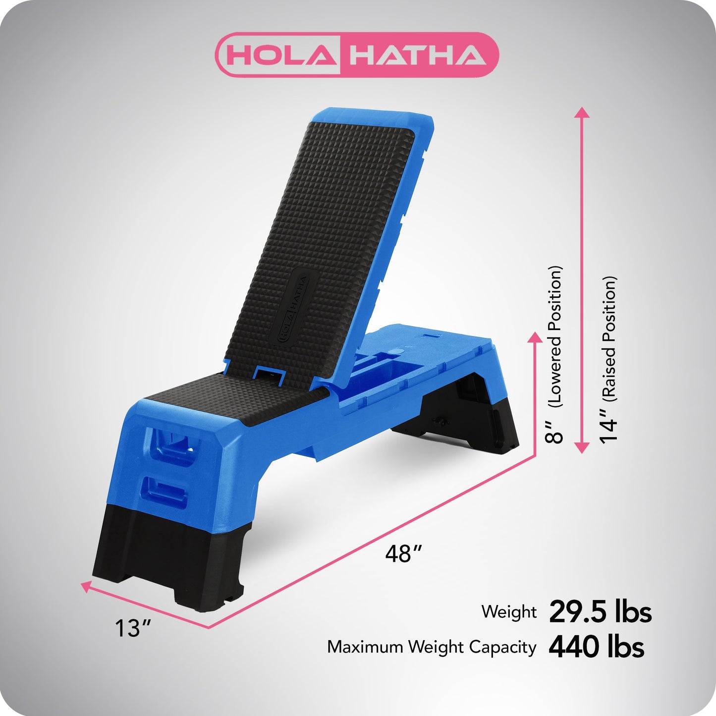 HolaHatha Deck Aeróbico Multifuncional Fitness com Compartimento de Armazenamento, Azul