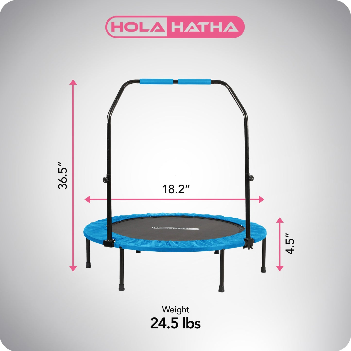HolaHatha Mini Trampolim Fitness Dobrável de 48 Polegadas com Alça Ajustável, Azul