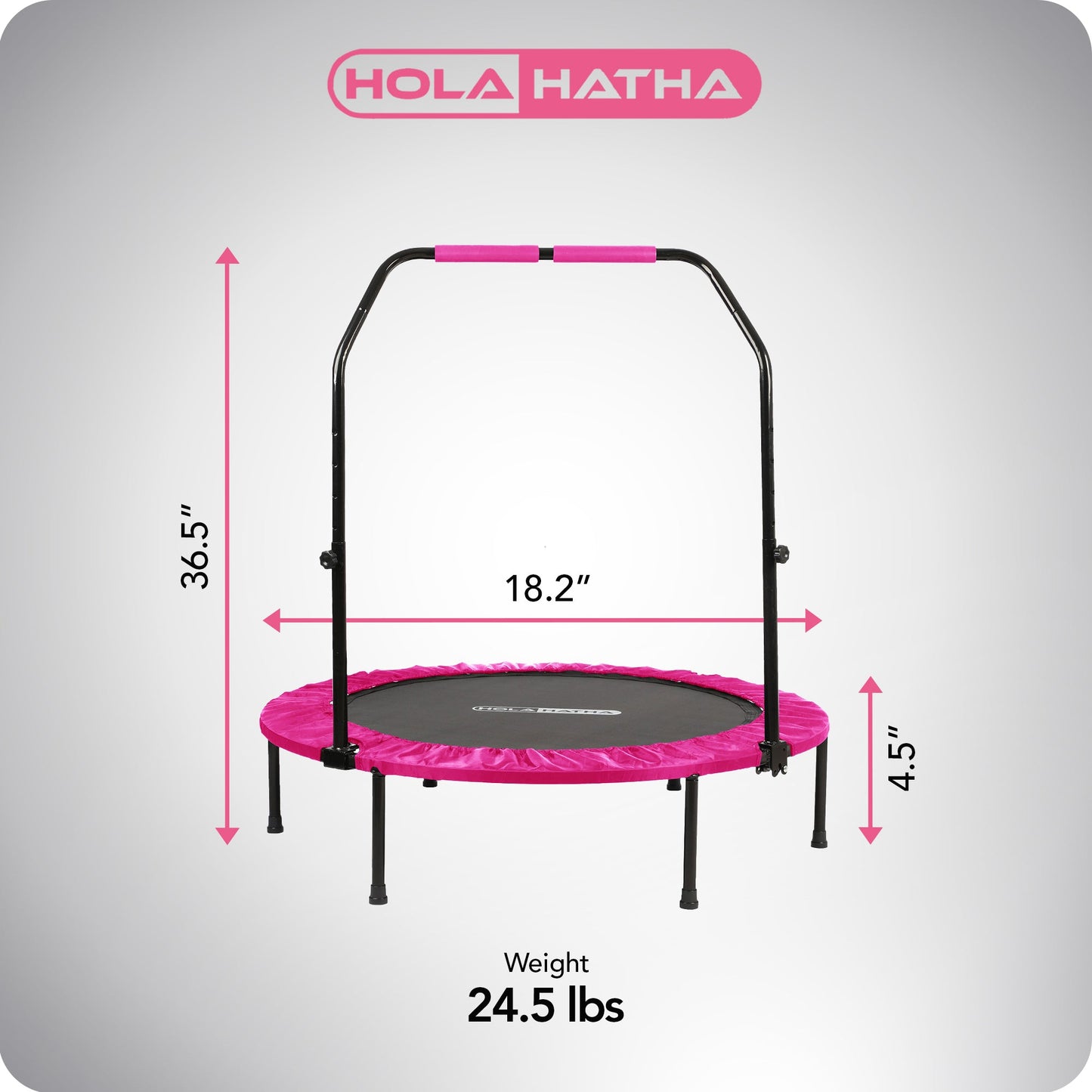 HolaHatha Mini Trampolim Fitness Dobrável de 48 Polegadas com Alça Ajustável, Rosa