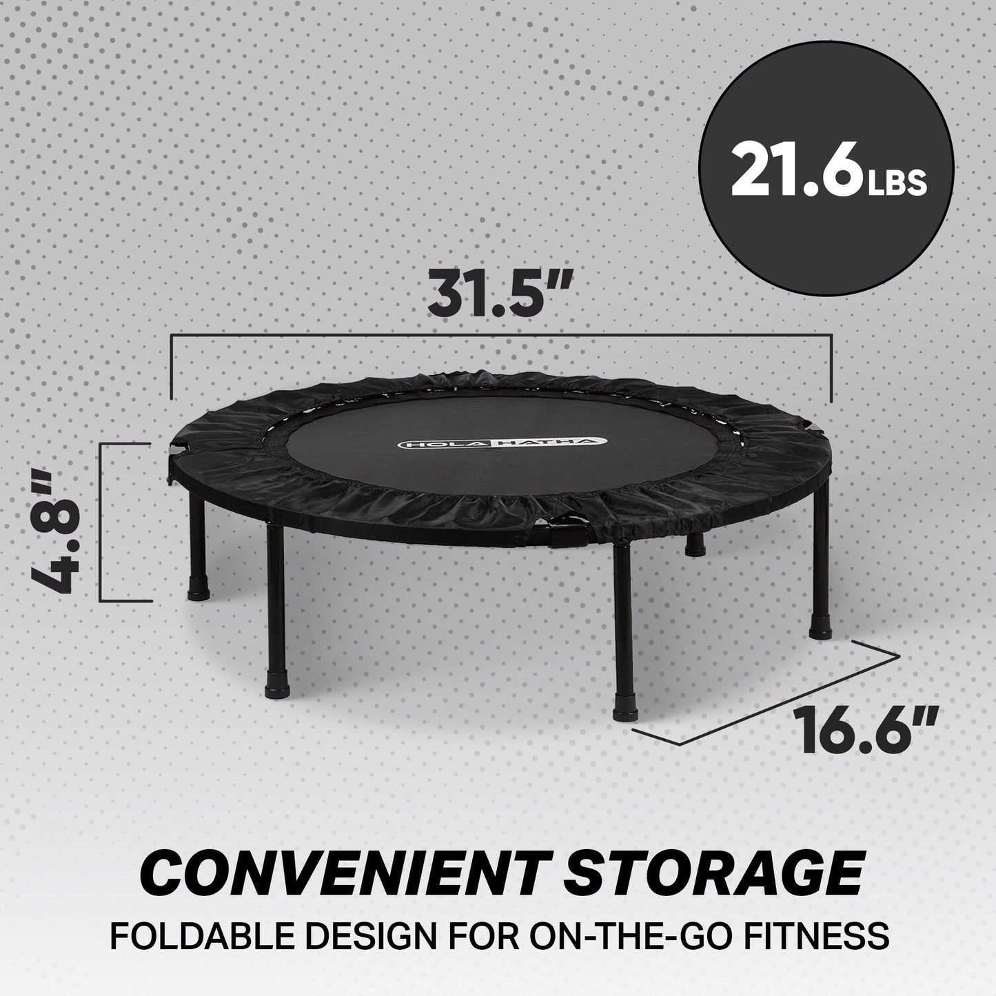 HolaHatha Mini Trampolim Fitness Rebounder de 40" com Alça Ajustável, Preto