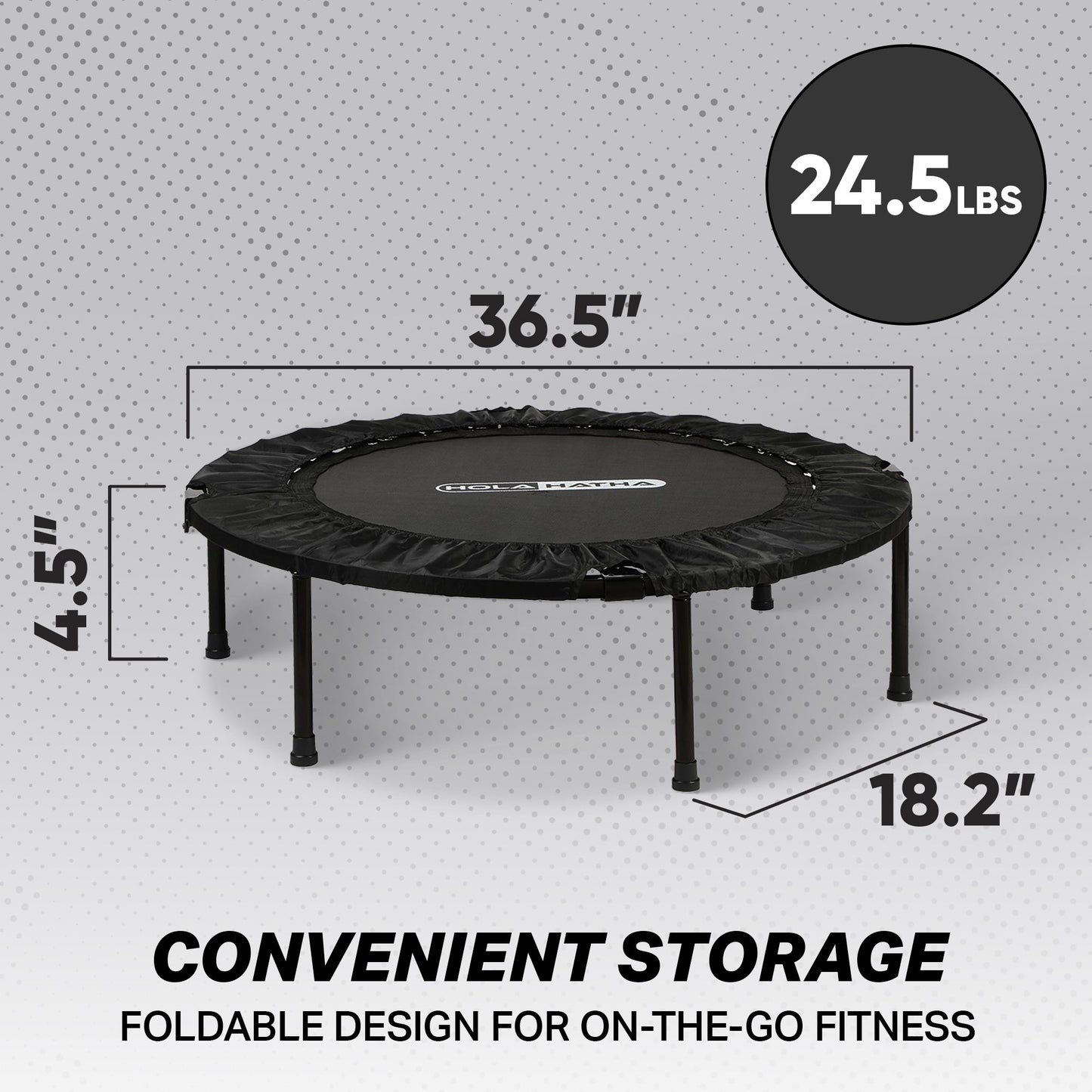HolaHatha Mini Trampolim Fitness Dobrável de 48 Polegadas com Alça Ajustável, Preto