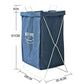 Embroidered Denim Laundry Basket with White Metal Frame