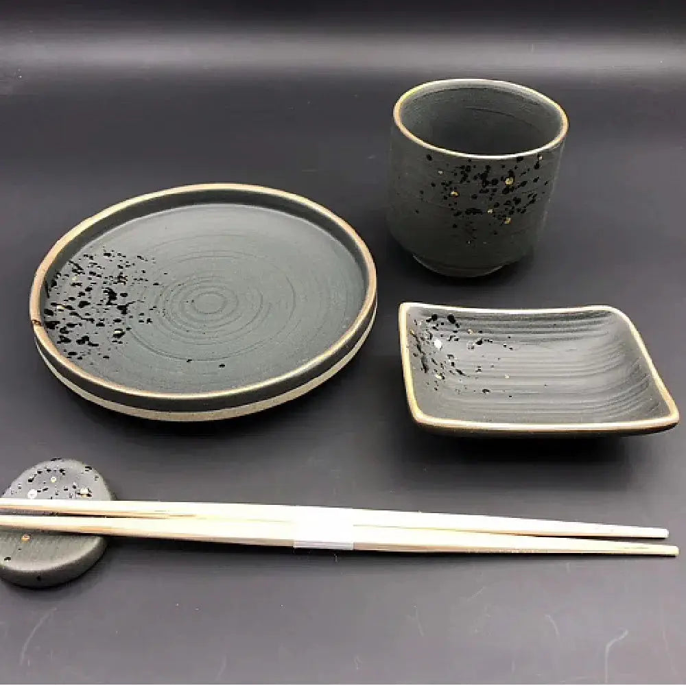 Minimalist Japanese Ceramic Speckled Tableware Set