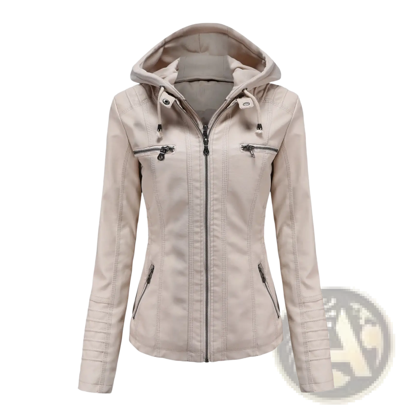 Hooded Leather Jacket Two-piece Detachable Slim Fit