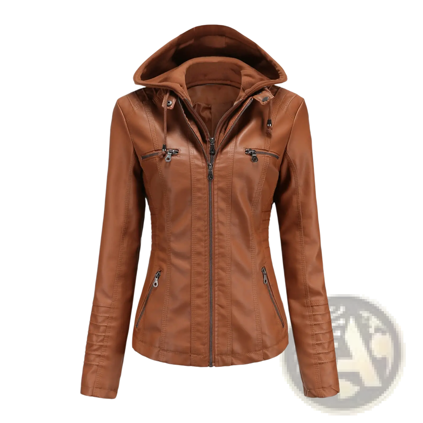 Hooded Leather Jacket Two-piece Detachable Slim Fit