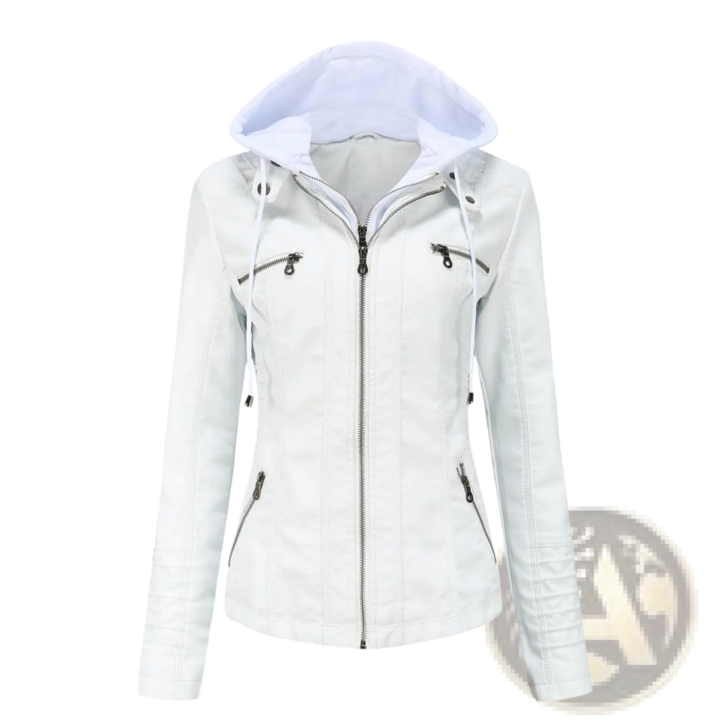 Hooded Leather Jacket Two-piece Detachable Slim Fit