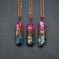 Rainbow Tree of Life Crystal Pillar Pendant Necklace