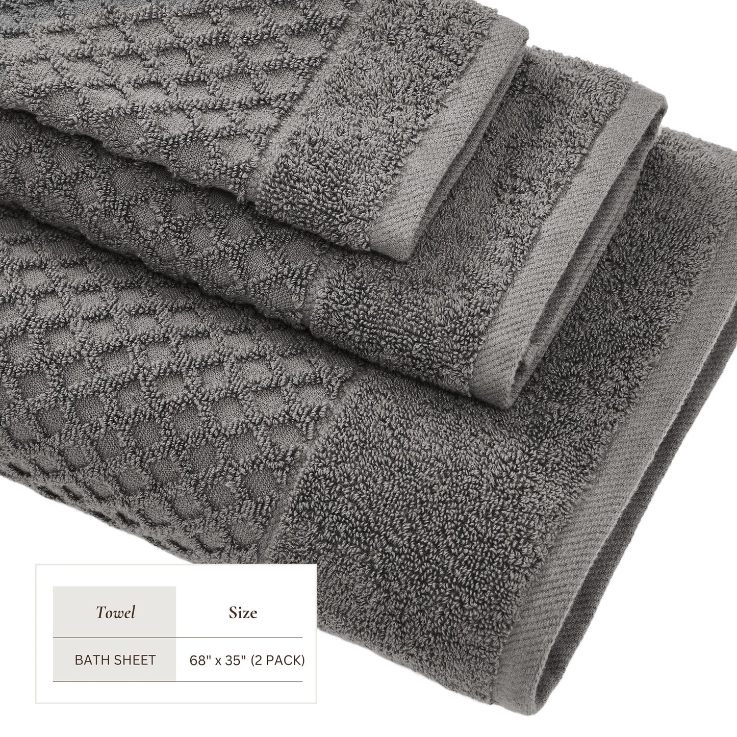 Cotton Diamond Waffle Weave Bath Towel Set - Grayson Collection