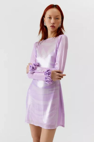 Vestido curto Afrm Shani Rosette Cuff roxo