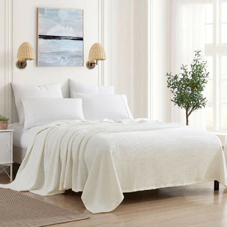 Cobertor/manta Homvare de algodão supermacio em trama de cesta 90" x 90"