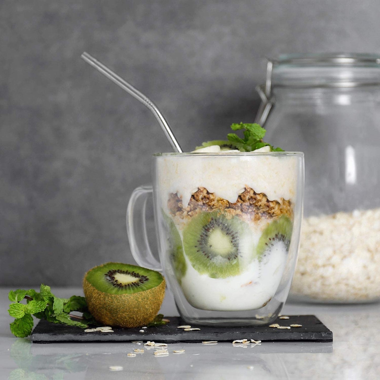 Caneca de vidro Homvare para café, xícara de chá para escritório e casa, adequada para bebidas quentes e frias