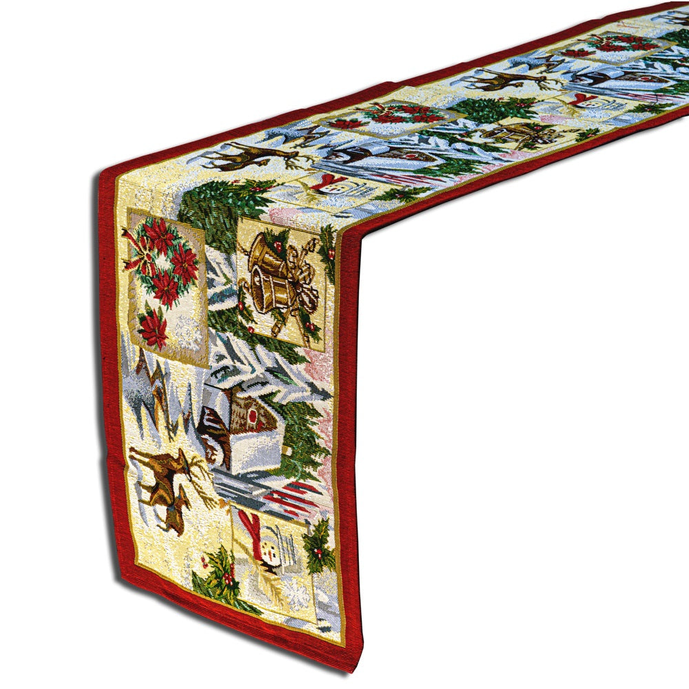 Caminho de mesa de Natal Homvare para jantares festivos, festas, tapeçaria trançada 13” x 72” - Cenário